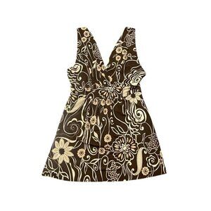 Vtg Body Central Y2K Sleeveless VNeck Babydoll Empire‎ Waist Tank Top Brown XS